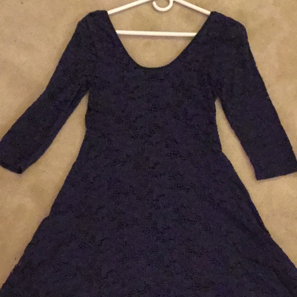 Free People Navy Mini dress Quarter Sleeve